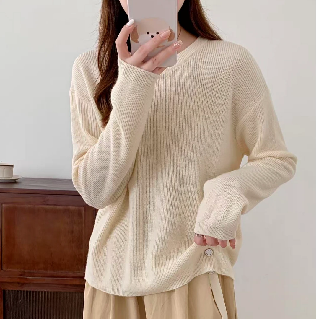 张金家百搭气质减龄女人味秋款上衣不规则抽绳羊毛JJ95