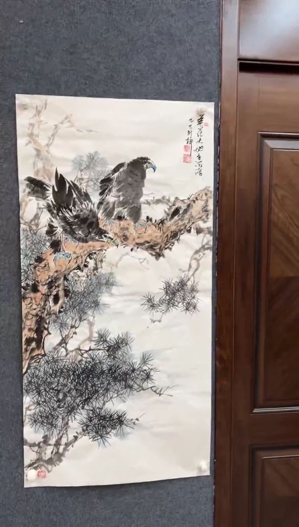 国画颜新辉-四尺竖白宣-雄鹰图