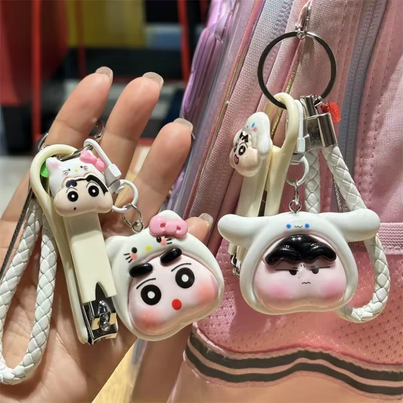 顺风//【超值三合一】蜡笔小新可爱指甲剪汽车配件带耳勺钥匙扣
