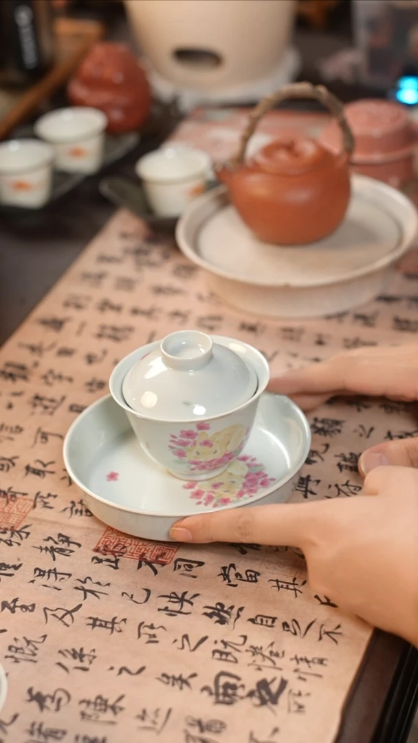 茶具盖碗+壶承一套