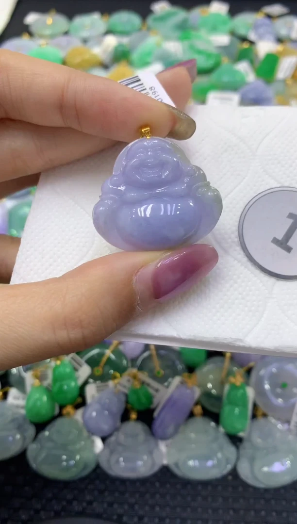 颈饰18K金镶嵌翡翠天然缅甸翡翠A货