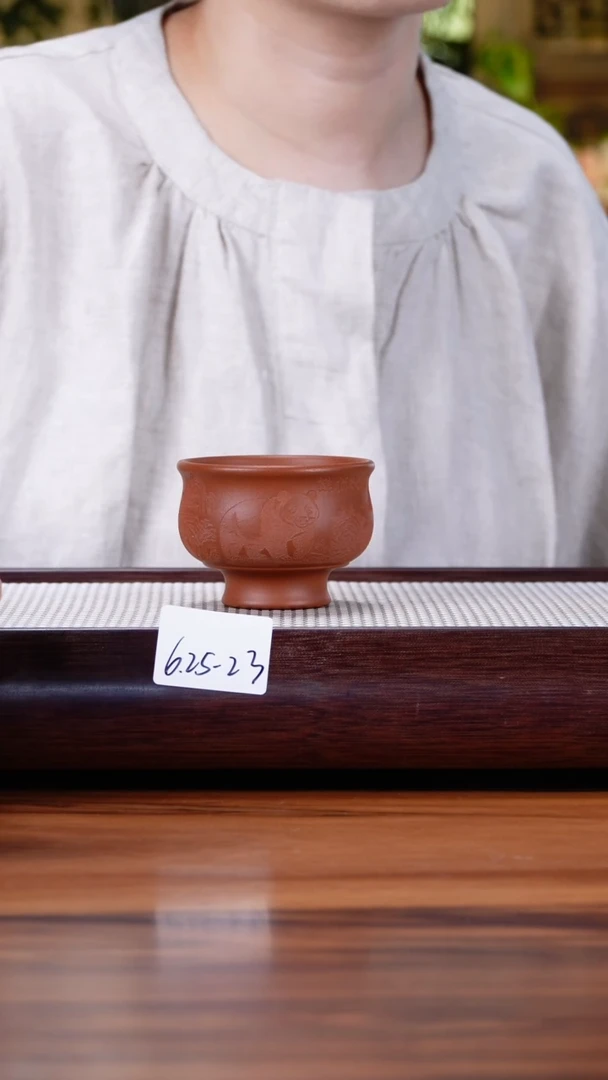 茶壶紫砂6.25-23机刻朱泥 主人杯
