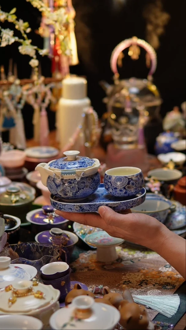 【闪购商品】万花手抓壶+壶承+杯