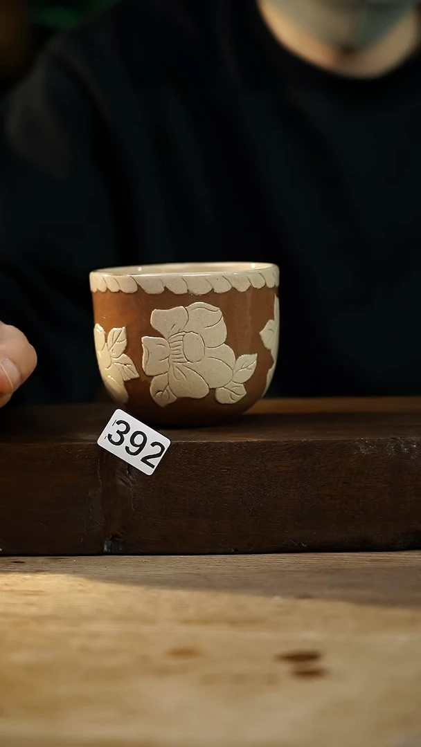 瓷片设计师手作！！落单设计师系列！！手工剃刻咖啡杯