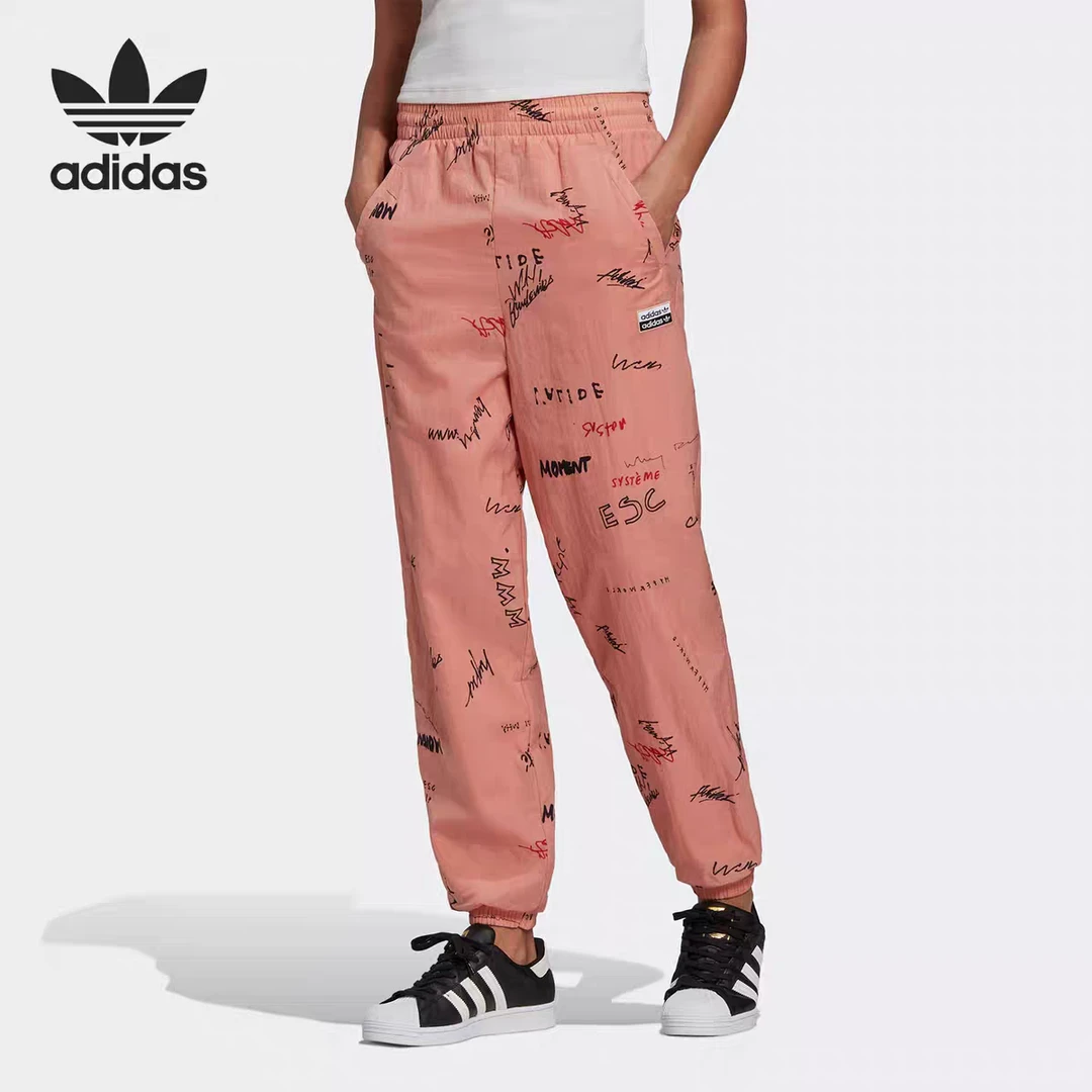 Adidas/阿迪达斯正品三叶草TRACK PANT女子印花运动休闲裤 GD3043