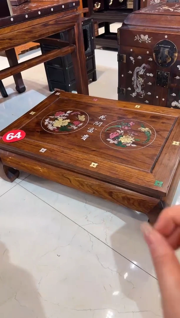 【闪购商品】木木艺黄花梨花纹花开富贵炕桌980.8888