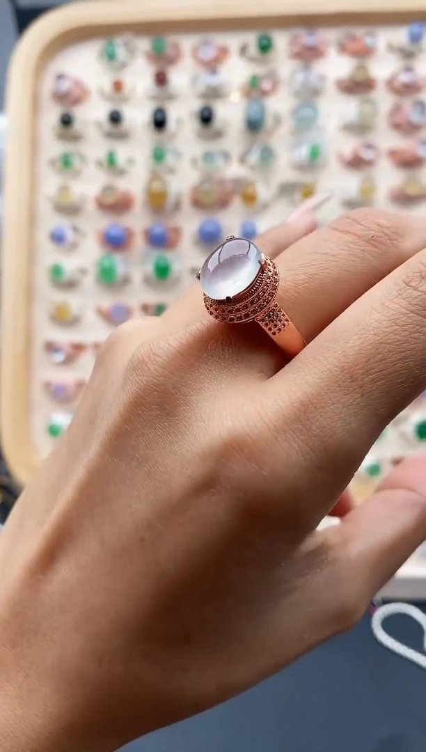 【闪购商品】翡翠戒指未镶嵌缅甸天然A货翡翠444   7+5