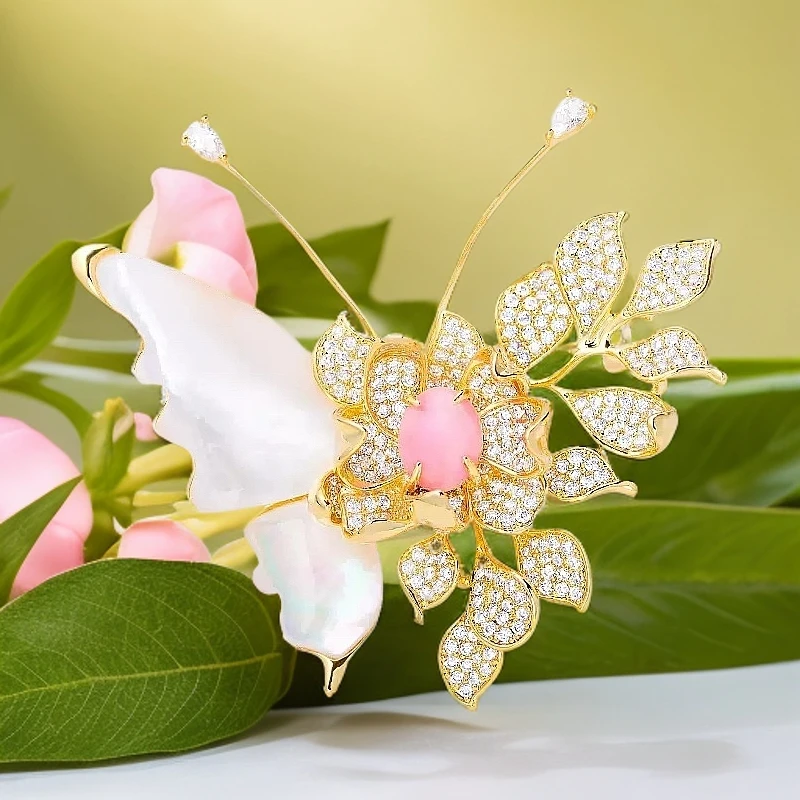 铜合金合成锆石胸针 1188新品爆款高货大蝴蝶胸针