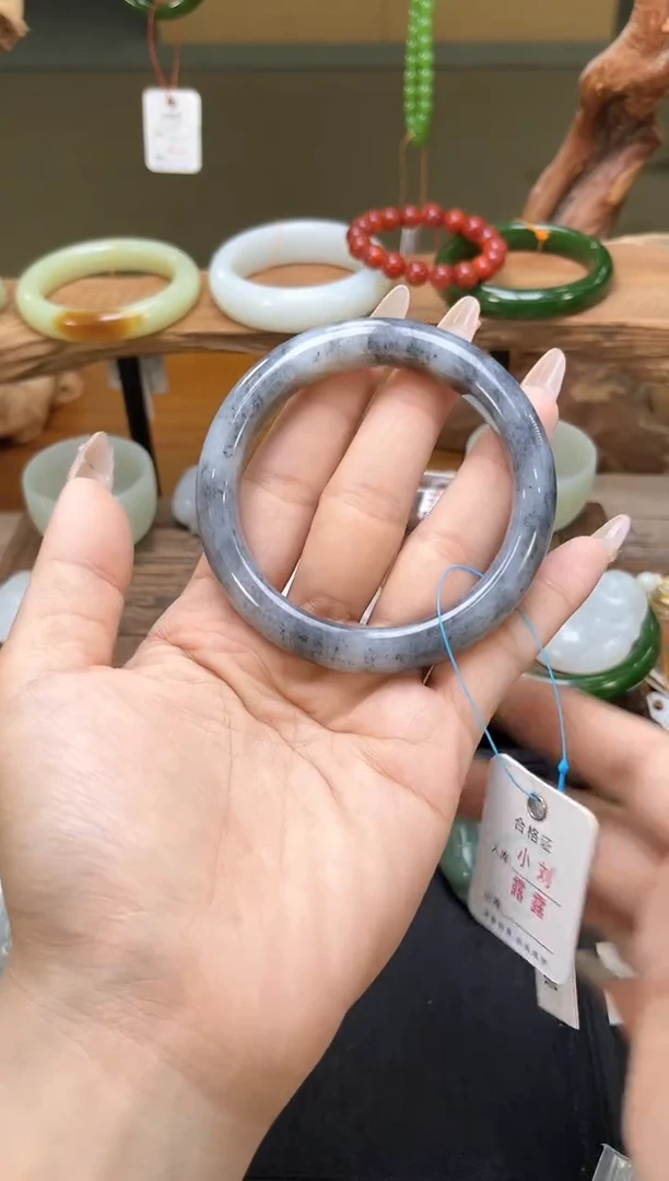 未镶嵌手镯和田玉新疆墨玉青花 57圈 9014702