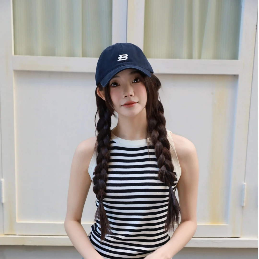 B标棒球帽字母显脸小ins刺绣加大加深韩版软顶时尚鸭舌帽情侣帽子