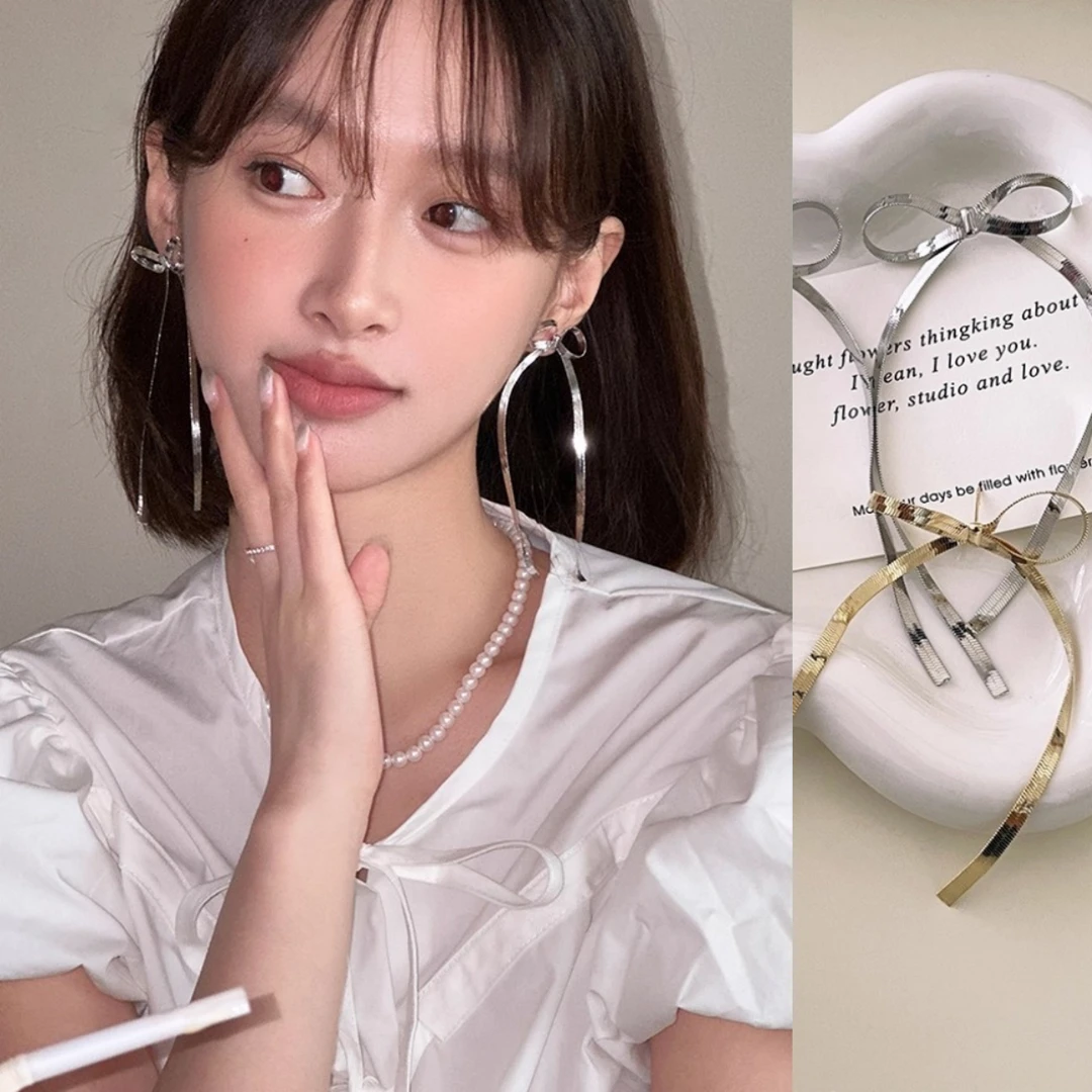 ERBAN/耳伴 铜合金耳饰 飘带蝴蝶结耳钉女小众设计绝美精致耳饰