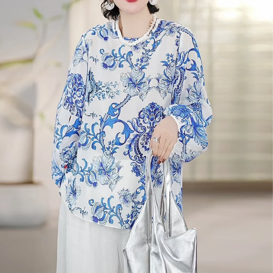 【DuShang】民族风长袖时尚宽松型上衣春季百搭夏季复古