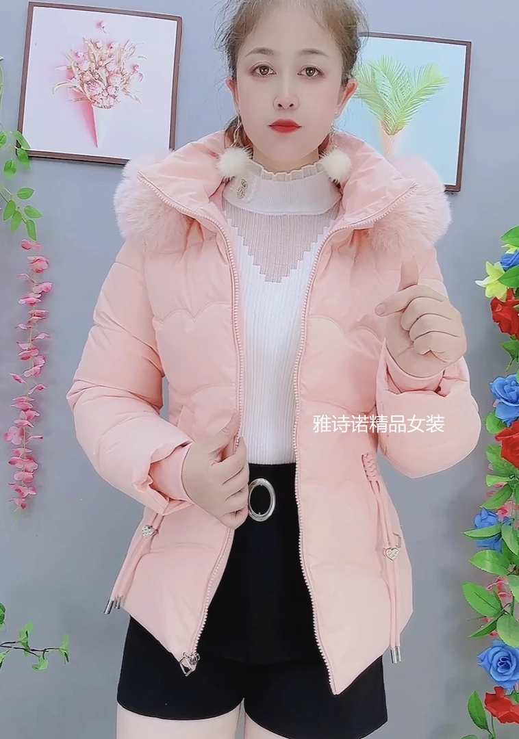 大毛领可拆帽棉衣女2025新款冬季加厚棉袄修身显瘦气质洋气外套女