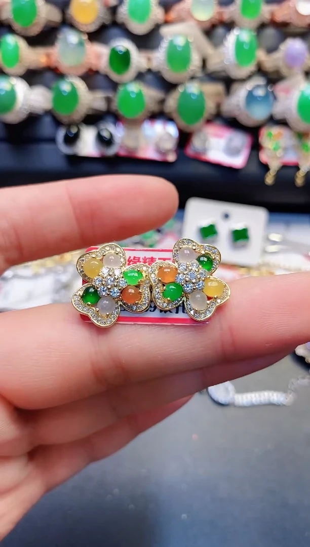 银S925镶嵌戒指翡翠天然