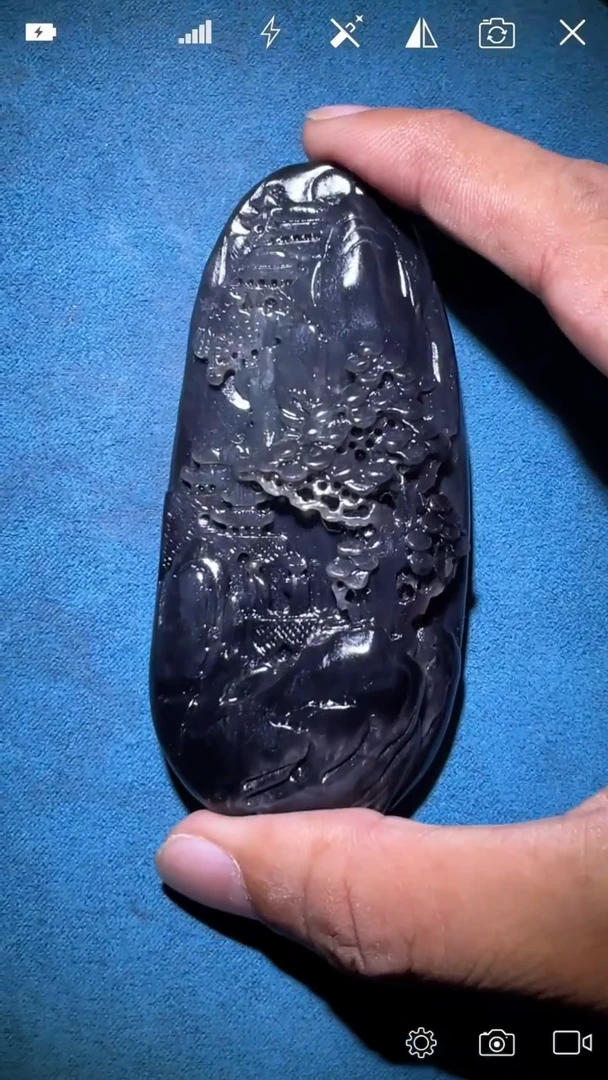 未镶嵌和田玉把件LW 烟紫山水把件