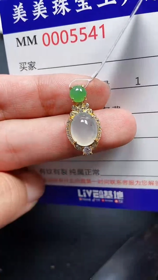 颈饰银S925镶嵌翡翠5541