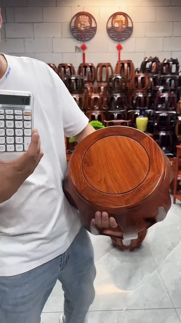 花梨木类家具花梨色小号鼓凳一对