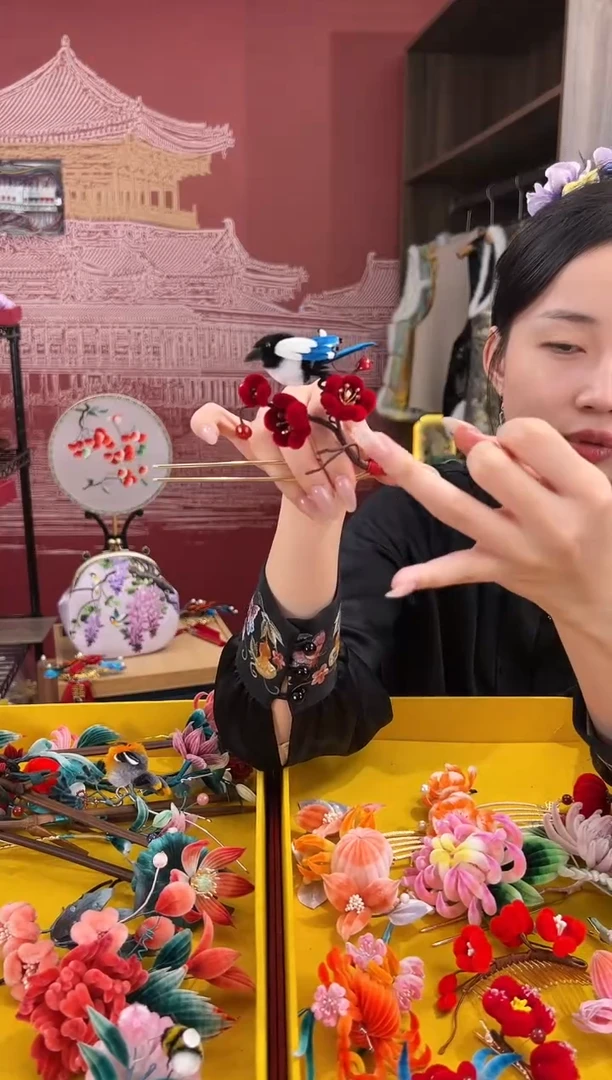 【闪购商品】刺绣非遗绒花（发饰）