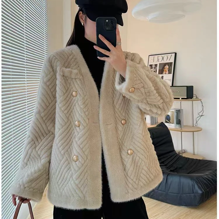 582外套女时尚休闲宽松毛绒设计师季网红皮毛一体