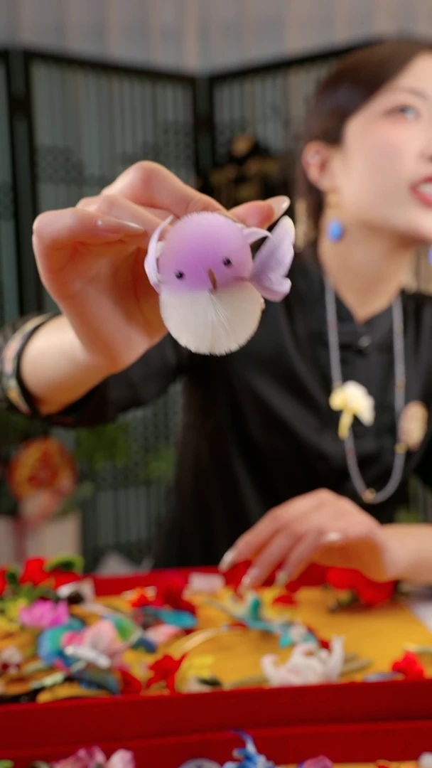 刺绣尐*子非遗苏绣绒花手工饰品