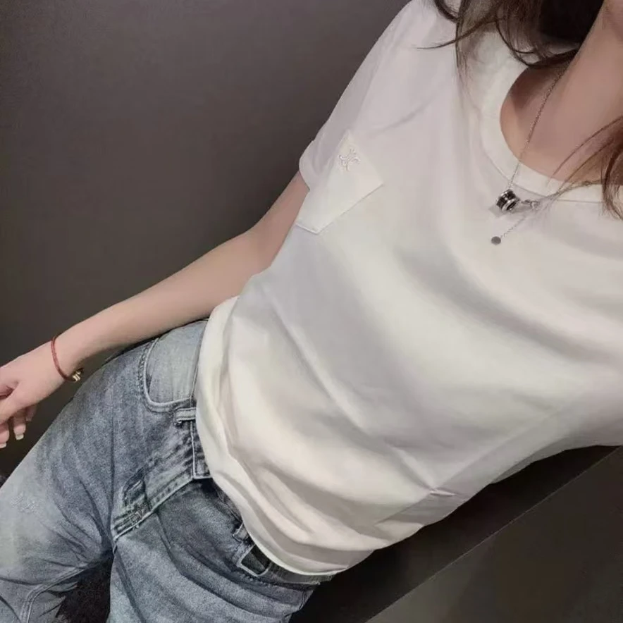 全新未使用 Celine/思琳 CELINE经典刺绣徽标欧若风短袖T恤