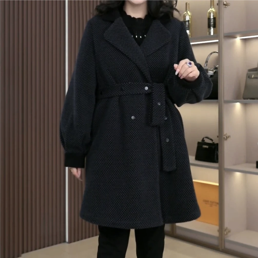 丹思慕大码女装冬季新款显瘦气质遮肉简约中长款外套ZSX25A0399