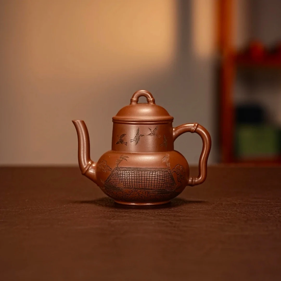 宜兴原矿紫砂壶精美茶壶精工手工 老紫泥【清幽执壶】160毫升