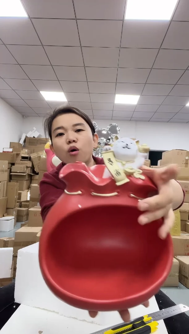 树脂招财猫收纳摆件