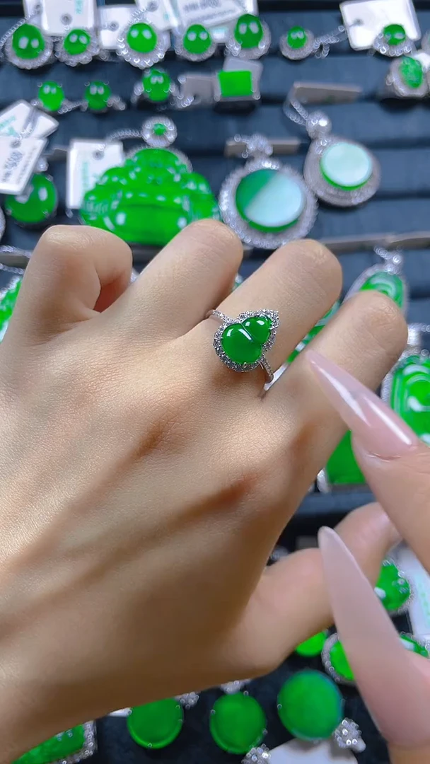 翡翠戒指银S925镶嵌11