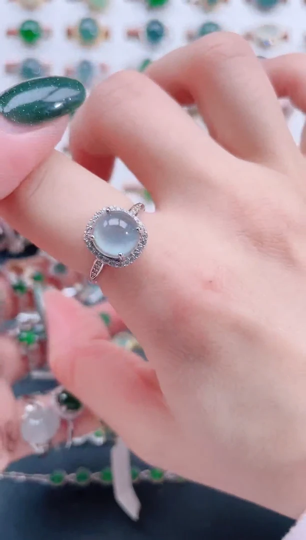 银S925镶嵌戒指翡翠天然翡翠