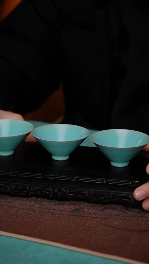 【闪购商品】170-20三个斗笠杯（天青微蓝）