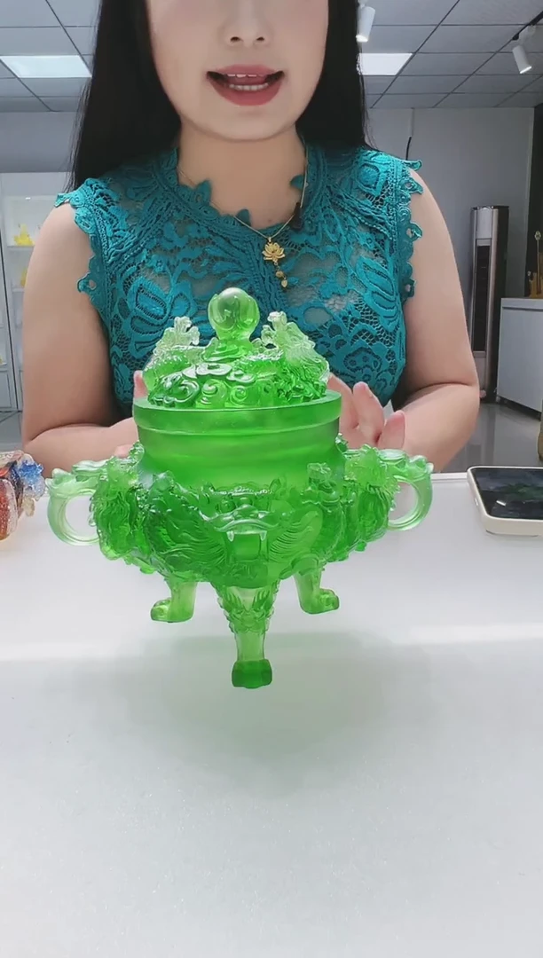 手工艺品琉璃古法琉璃就九龙香炉