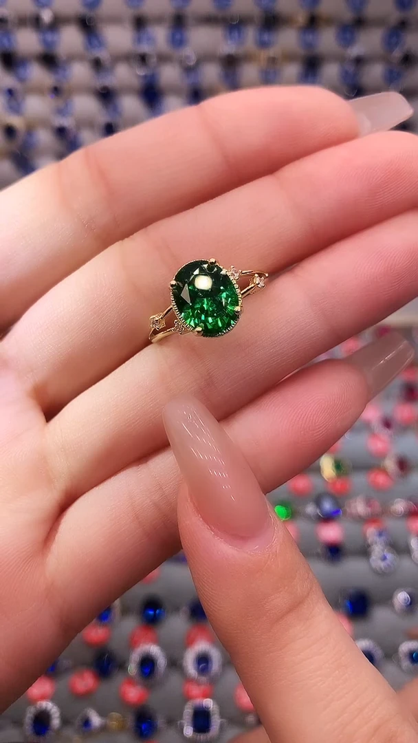 【闪购商品】透辉石戒指银S925镶嵌11111