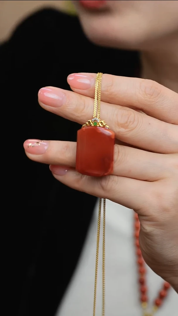 【闪购商品】南红玛瑙吊坠18K金镶嵌@D-580@