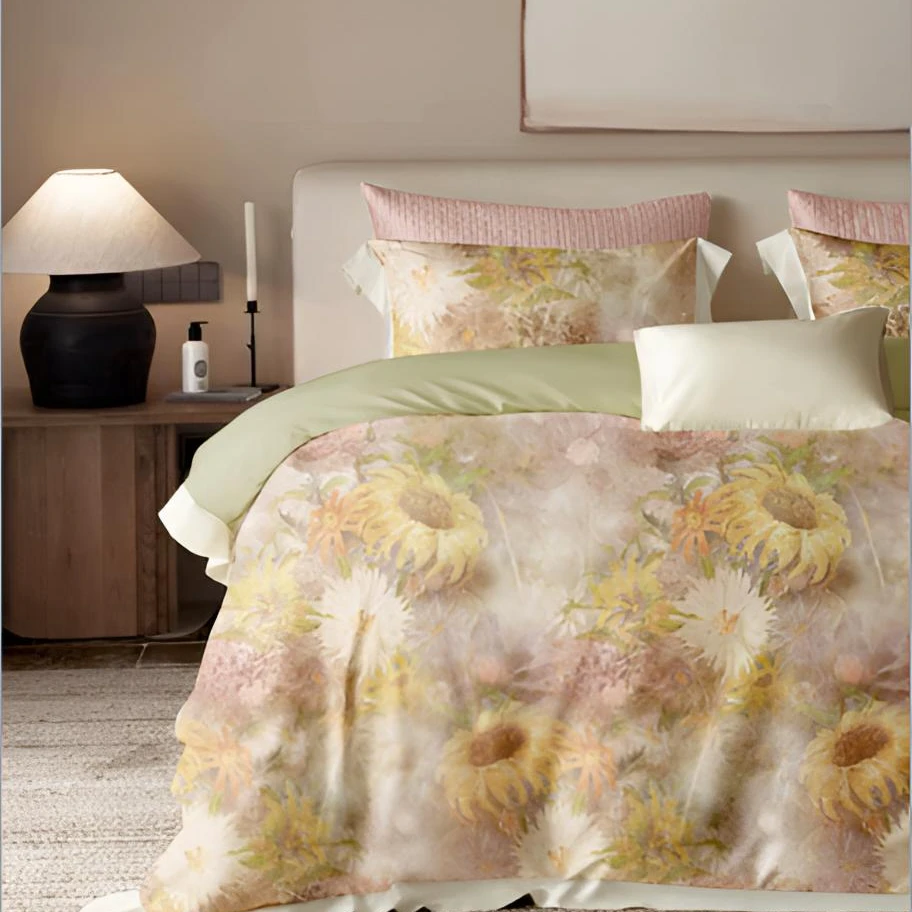 N4239瑞爱福瑞孚绒天丝棉磨毛被套梵高向日葵200*230温柔