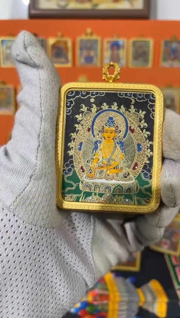 铜合金布艺藏式风格地藏彩唐吊坠