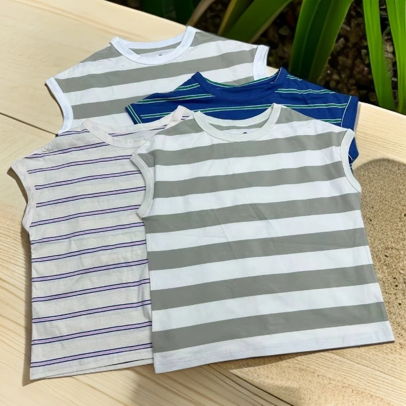 天鹅刺绣圆领粗条纹T