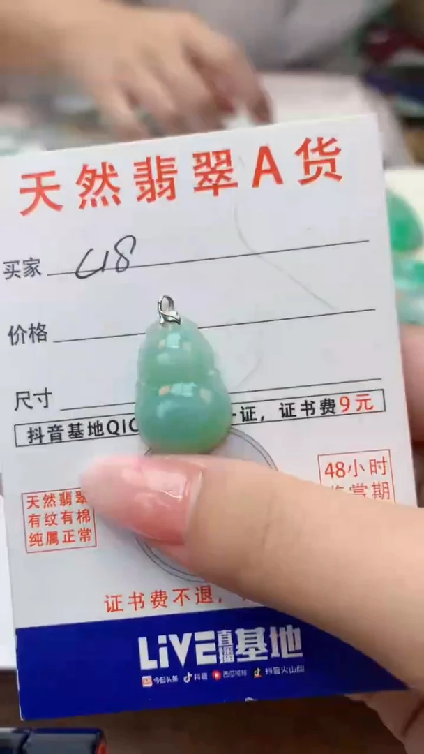 颈饰18K金镶嵌翡翠天然A货翡翠挂件