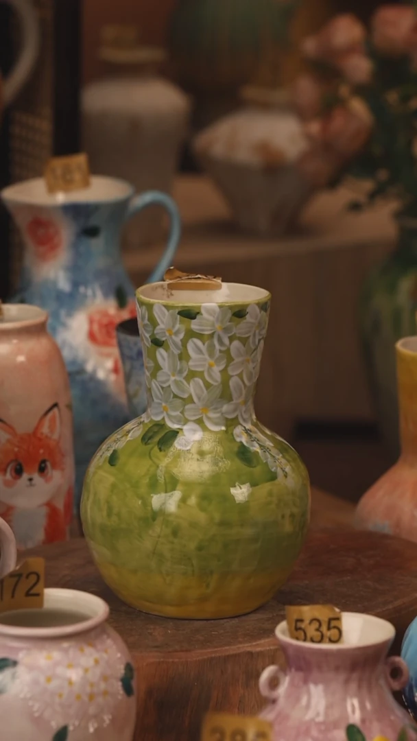 陶瓷420景德镇设计师手作花器摆件侘寂风