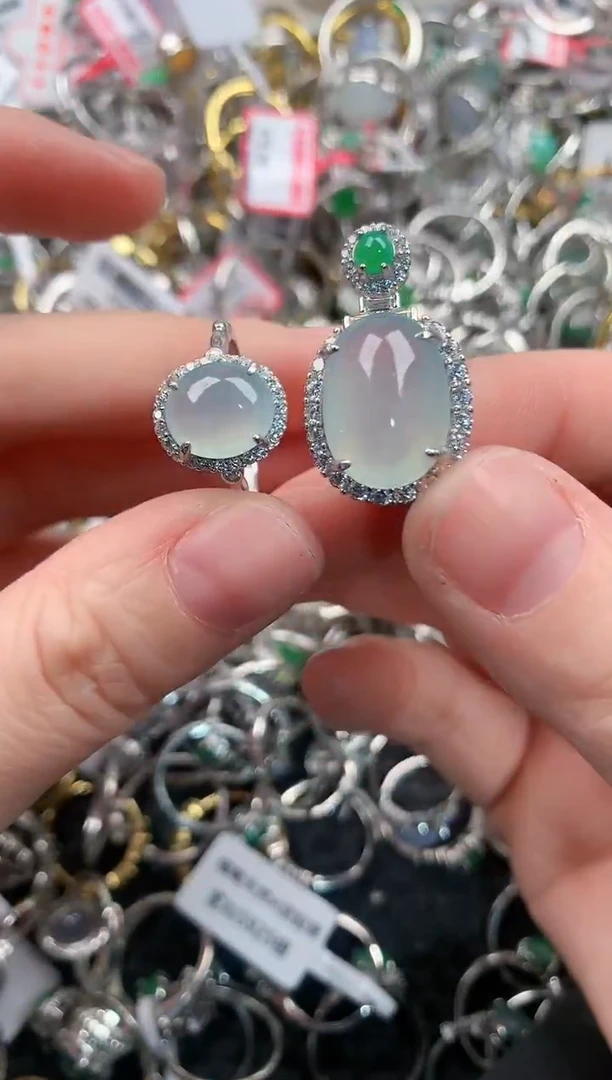 银S925镶嵌戒指翡翠10                  1