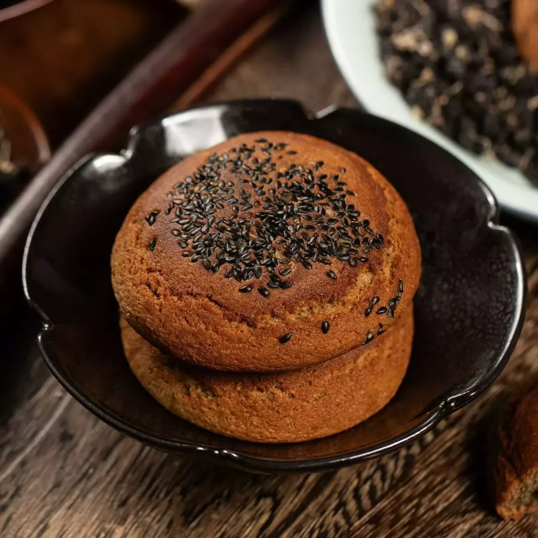 五黑酥饼传统糕点早餐五黑饼黑芝麻杂粮饼零食