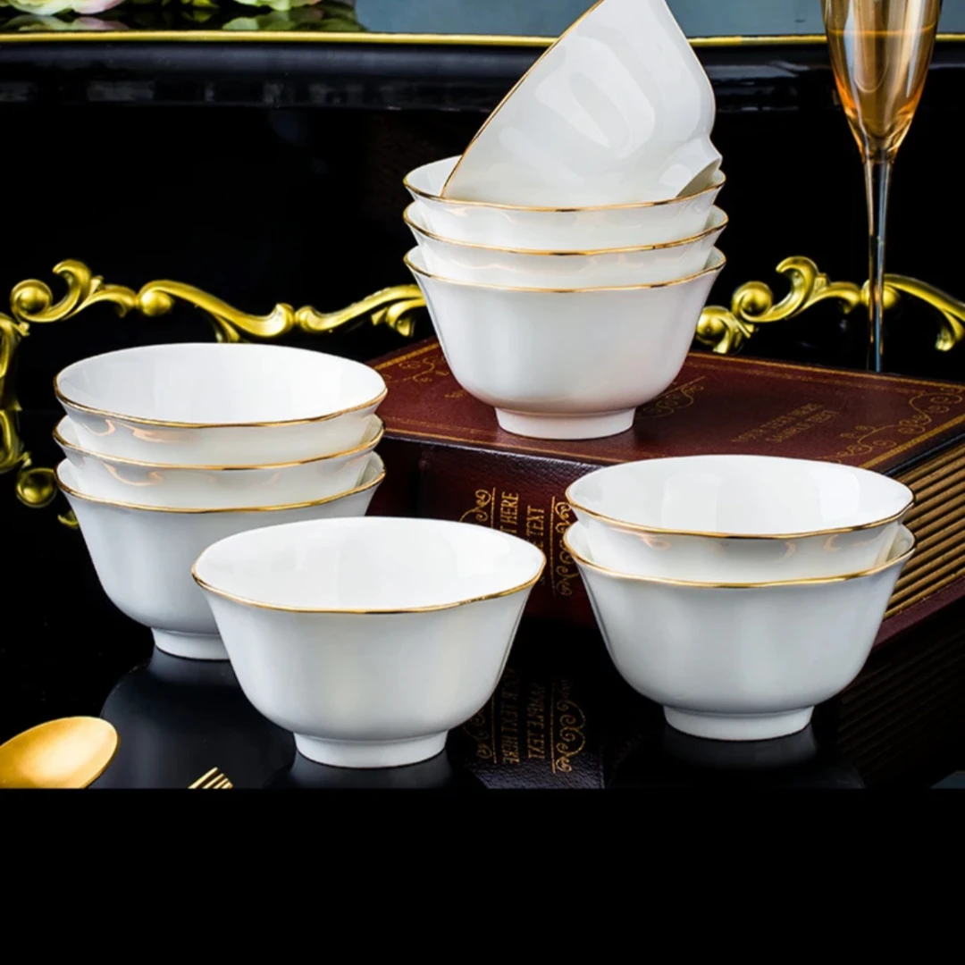 【老板来了】白莲花4.5英寸碗陶瓷餐具釉下彩