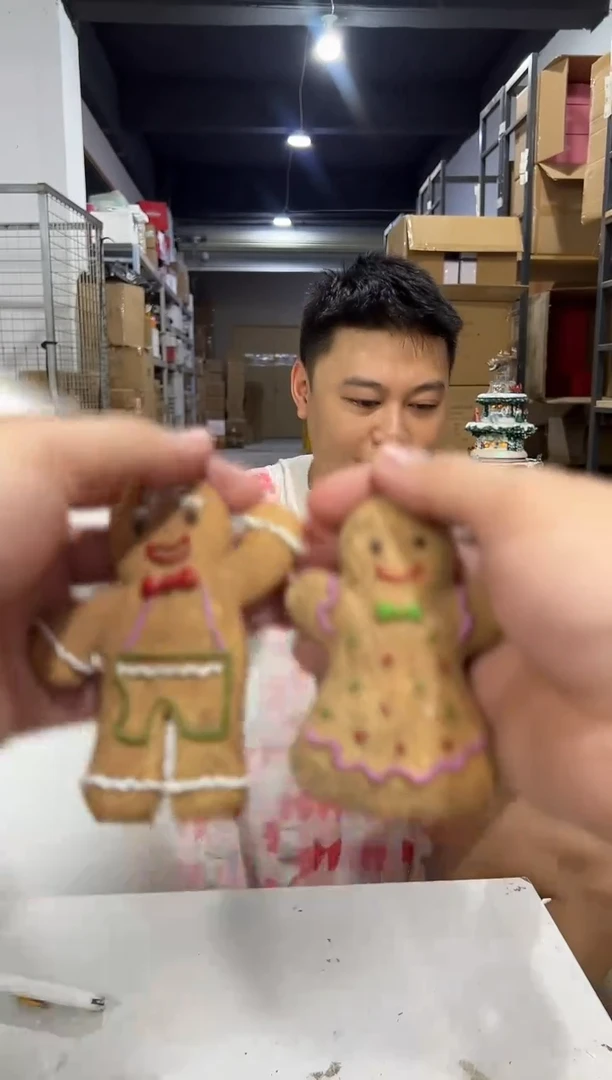 瓷片姜饼人挂件2件套