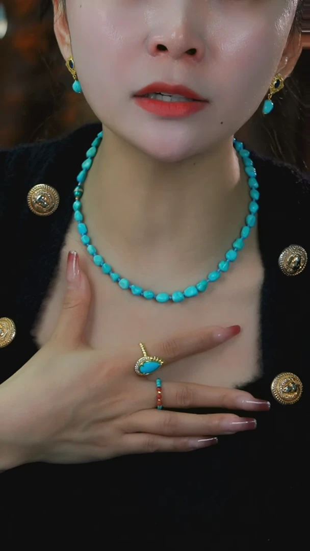 【闪购商品】绿松石项链银S925镶嵌发货一件5-7m