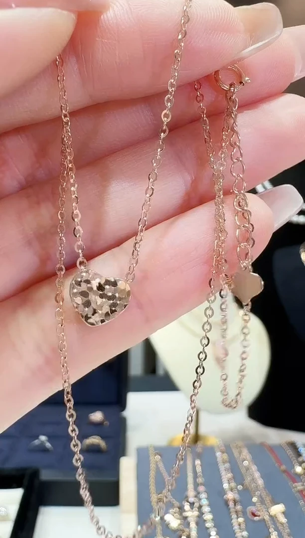 【闪购商品】18K金项链18k金爱心车花套链