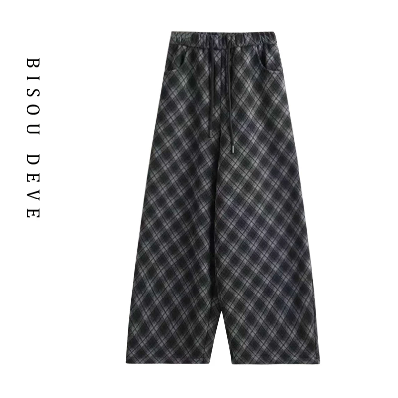 【丁姐宠粉专享】复古格子阔腿休闲裤MV21100462