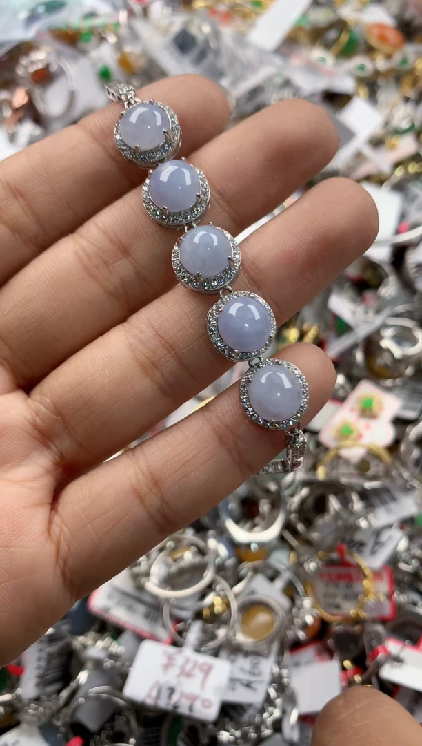 银S925镶嵌戒指翡翠444             4