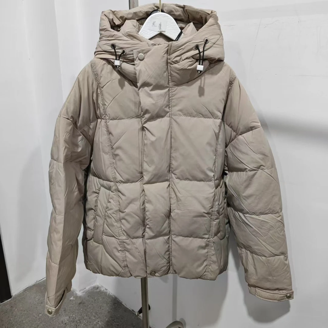 8136时尚百搭纯色连帽羽绒服休闲情侣面包服