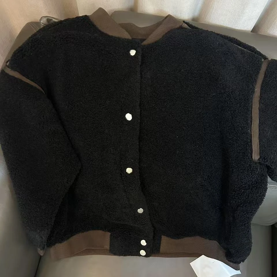 6682外套针织时尚休闲百搭黑色加绒加厚秋冬