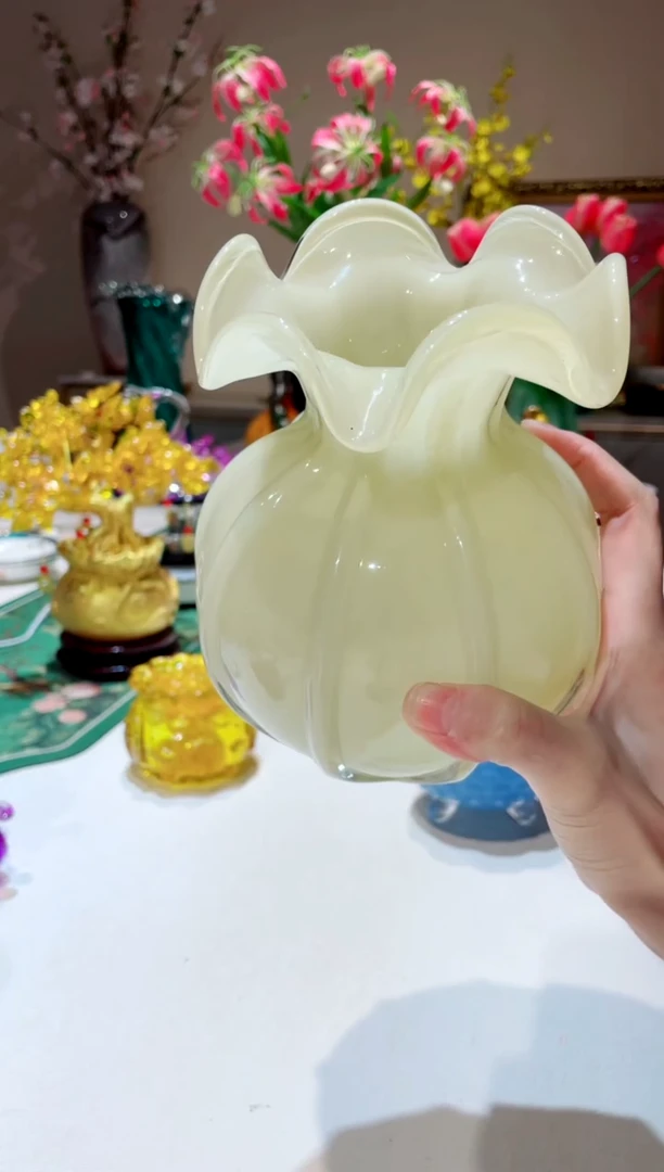 【闪购商品】琉璃手工艺品 I35 奶油黄花瓶